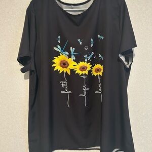 Women’s Plus Size Top, Faith, Hope, And Love, With Dragonfly, Size 5xL
